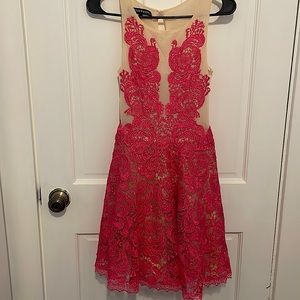 Pink lace mini dress